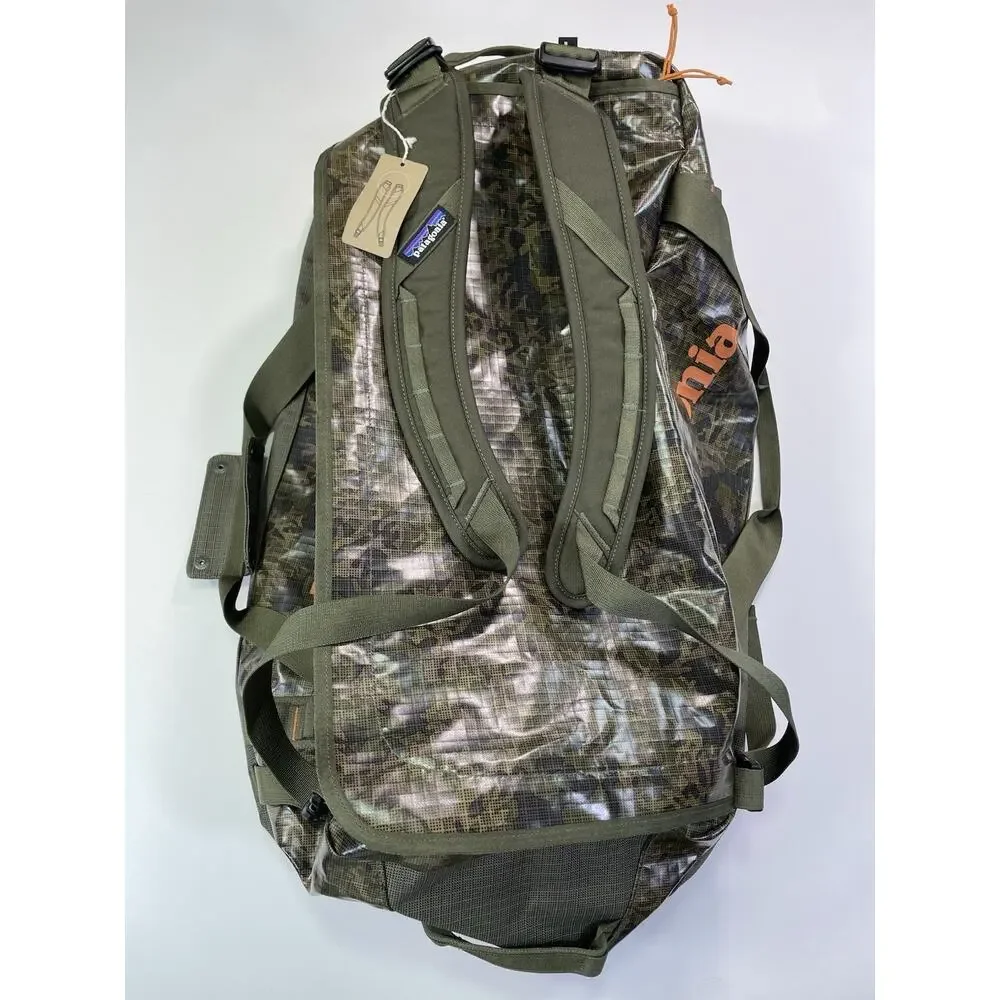 New Patagonia Black Hole Green Camo Duffel Bag 55L Backpack Straps NWT
